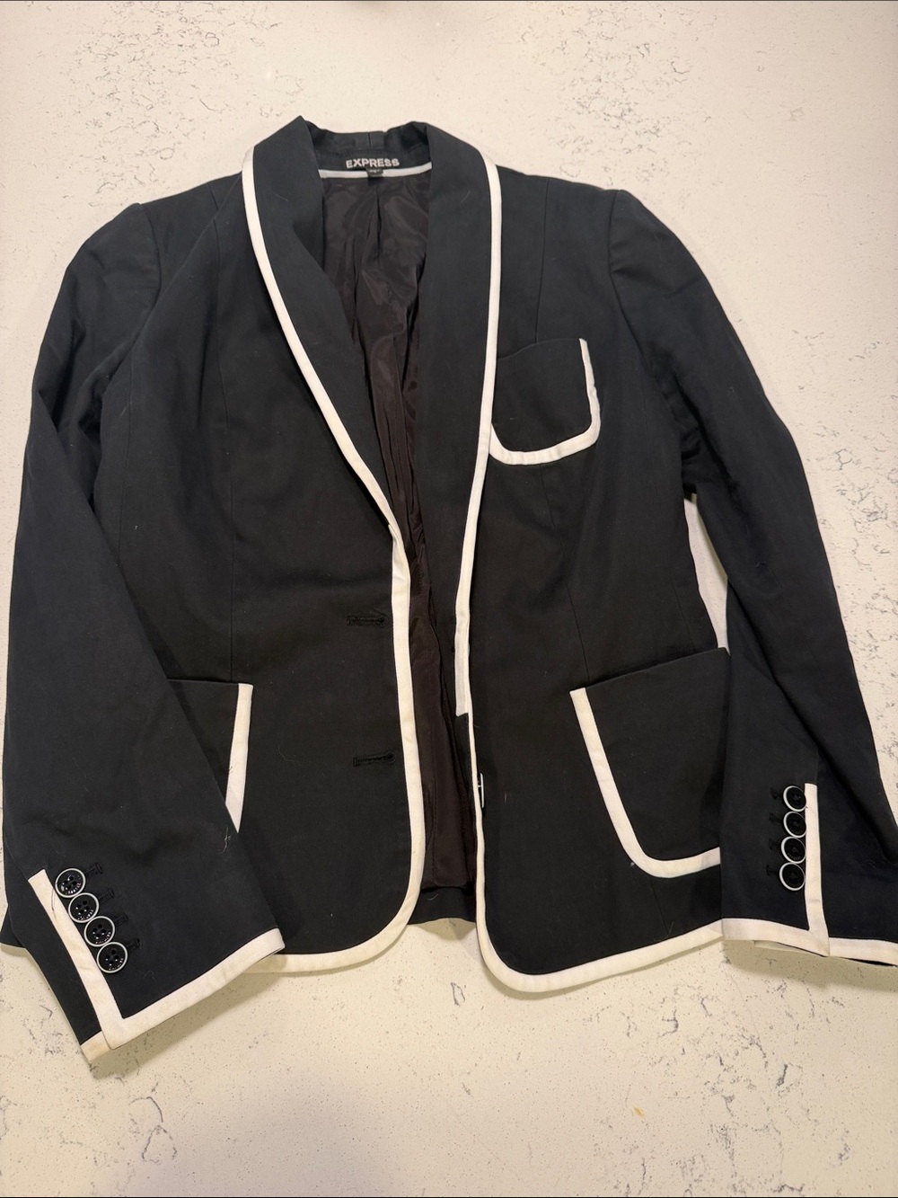 Express Black Blazer with White Trim